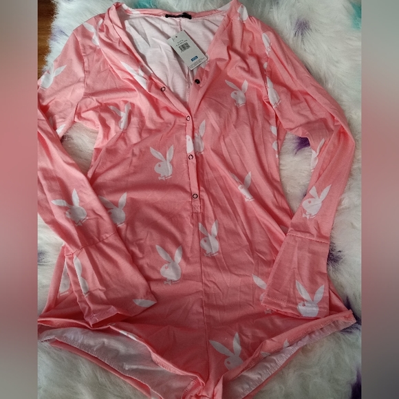 PLAYBOY Intimates & Sleepwear Playboy Pink Romper Lounge Wear X